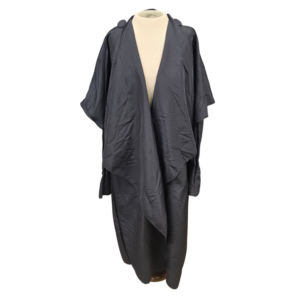 Maralyce Ferree Duster Coat Women Unisize Black Good Draped Open Front Nylon